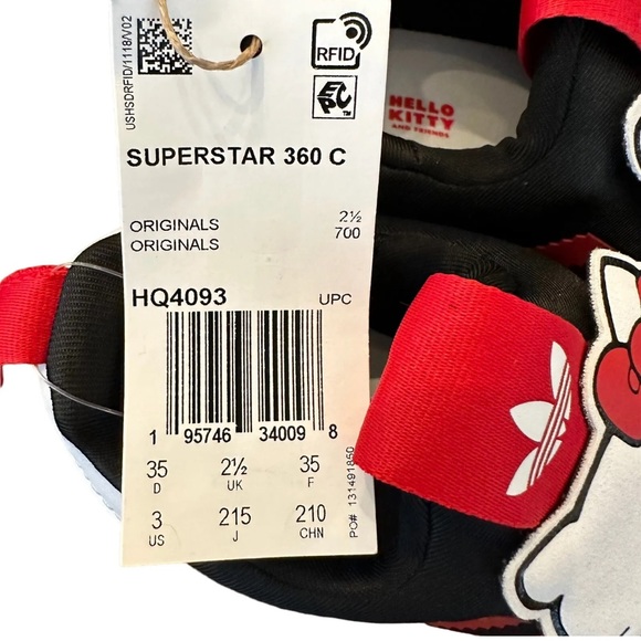 adidas Originals Superstar 360 x Hello Kitty Sneakers Black/Red Little Kids 3 - Picture 8 of 8
